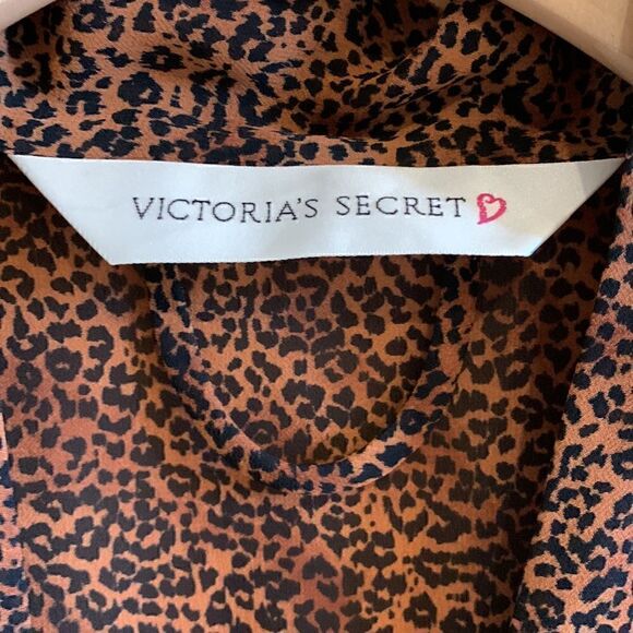 Victoria's Secret Brown + Black Leopard Print Sexy Sheer Satin Robe lingerie‎ - Picture 4 of 5